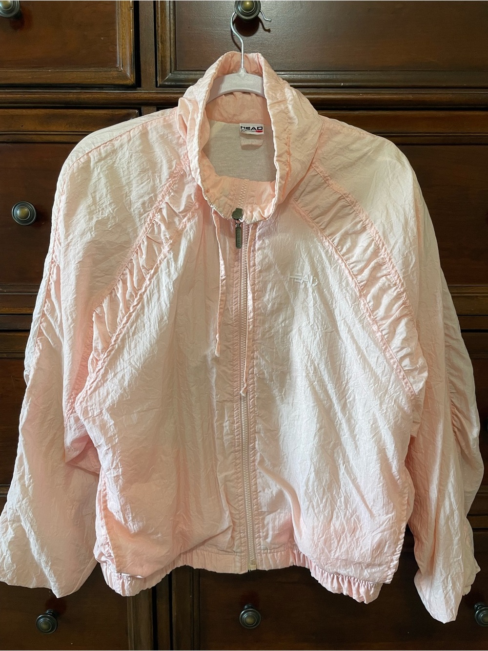 VINTAGE ‘80s ‘90s HEAD Peach-Pink Women's Windbreaker Bomber Jacket, Medium